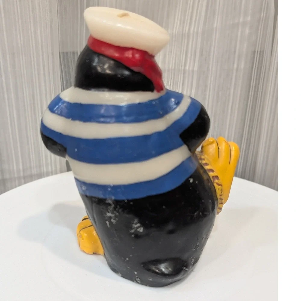 Boston Warehouse Painted Paraffin Sailor Penguin Candle Nautical Stripe Shirt 6